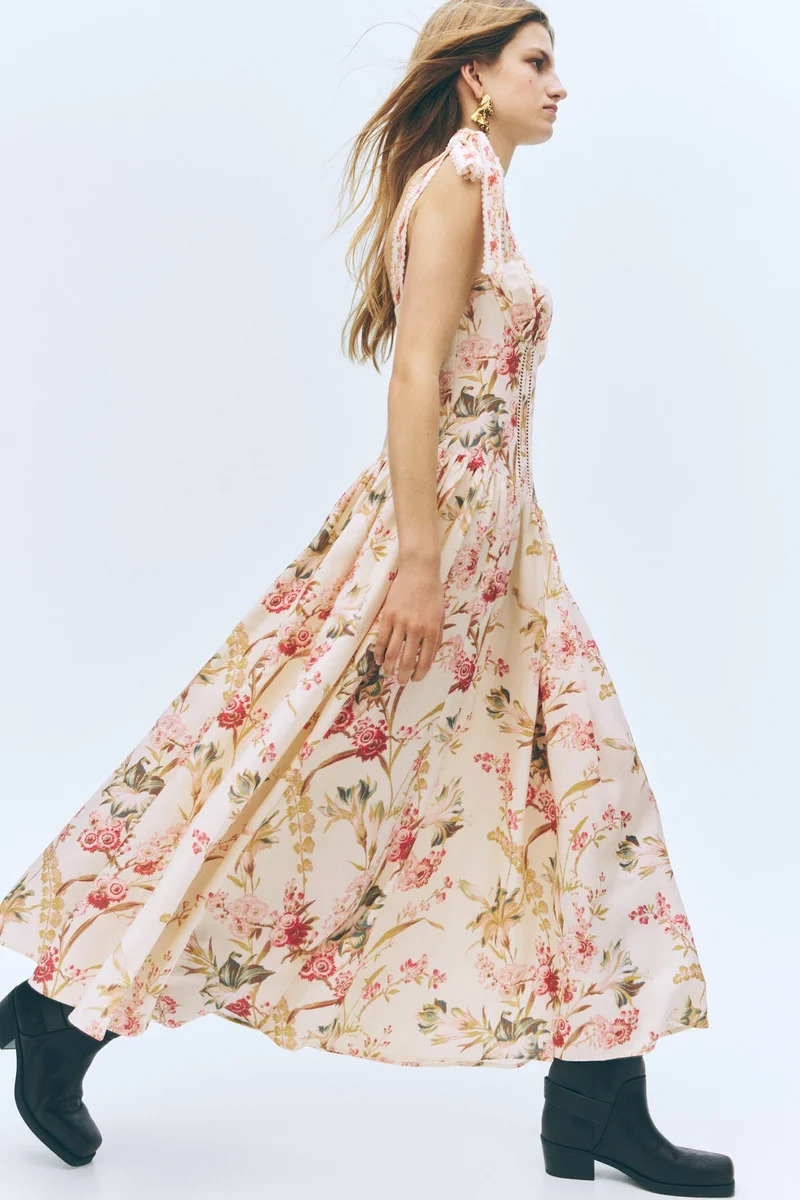 H&M Linen-blend tie-strap dress